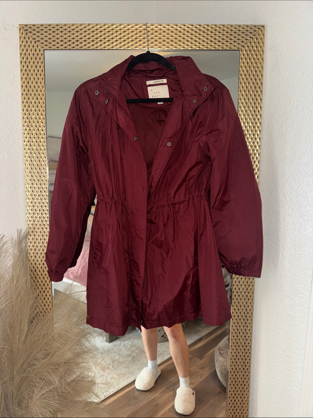 a new day Burgundy Hooded Trench Coat